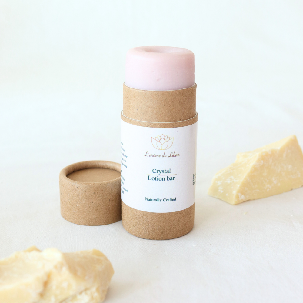 Crystal Solid Lotion Bar – Travel-Friendly Shea and Cacao Butter Moisturizer