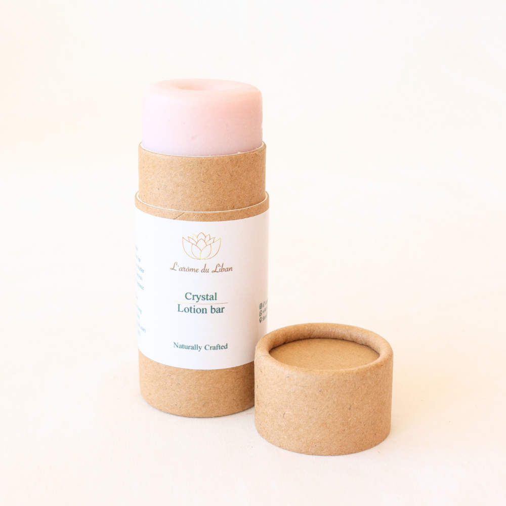 Crystal Solid Lotion Bar – Travel-Friendly Shea and Cacao Butter Moisturizer